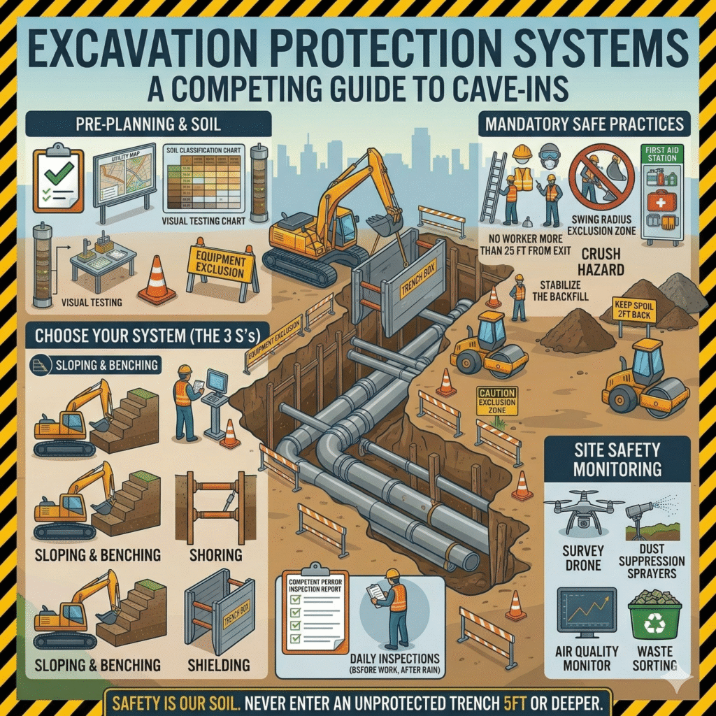 Excavation Safety Guide Sloping Benching Shoring and Shielding Explained