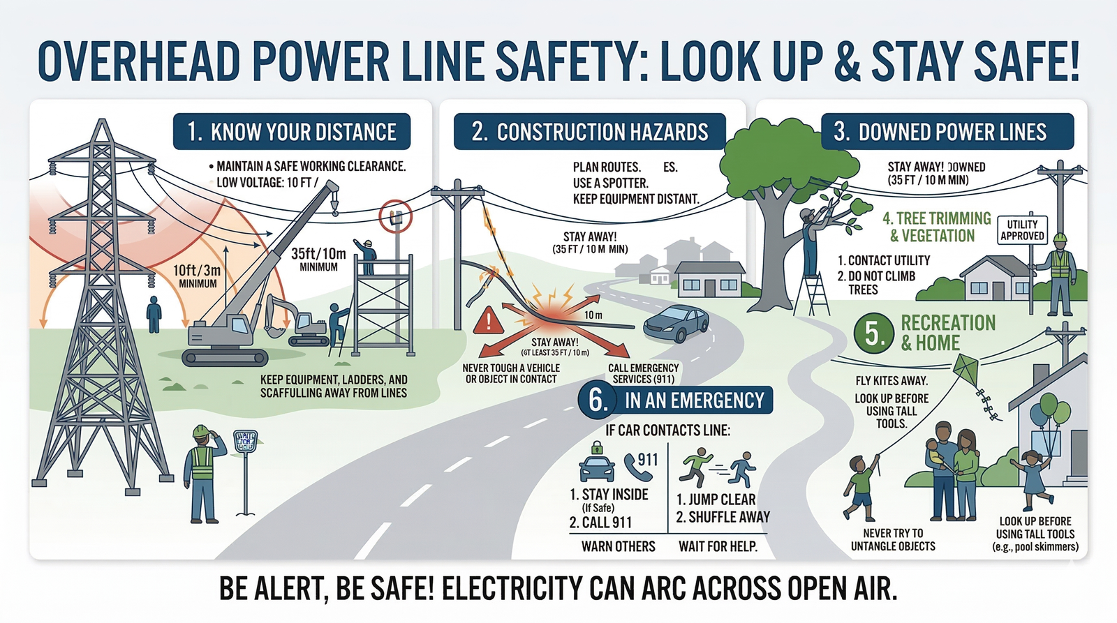 Overhead Power Line Safety Minimum Clearance Distance Chart for Worksites